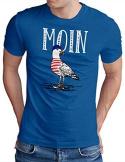 OM3® Moin Möwe T-Shirt | Herren | Slogan Spruch Meer Küste Statement | Royal Blau-WS, XXL von OM3