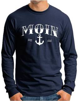 OM3® Moin mit Anker Langarm Shirt | Herren | Spruch Slogan Nautical Norddeutsch Statement Plattdeutsch Norden | Navy, M von OM3