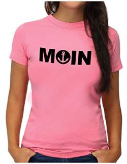 OM3® Moin mit Anker T-Shirt | Damen | Slogan Meer Spruch Küste Statement Norden | S, Pink von OM3