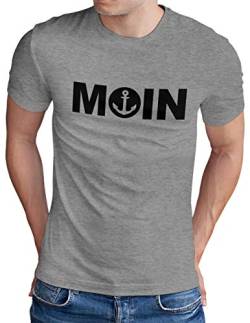 OM3® Moin mit Anker T-Shirt | Herren | Slogan Meer Spruch Küste Statement Norden | Grau Meliert, XXL von OM3