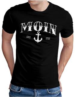 OM3® Moin mit Anker T-Shirt | Herren | Spruch Slogan Nautical Norddeutsch Statement Plattdeutsch Norden | Schwarz, M von OM3