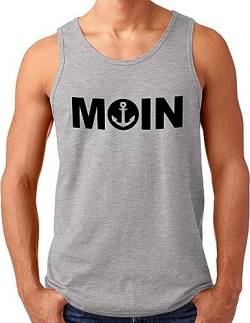 OM3® Moin mit Anker Tank Top Shirt | Herren | Slogan Meer Spruch Küste Statement Norden | Grau Meliert, 4XL von OM3