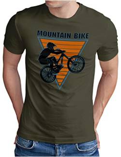 OM3® Mountain Bike T-Shirt | Herren | Fahrrad MTB Bicycle Off-Road Biking Graphic I | Oliv, 3XL von OM3