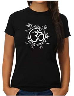 OM3® OM-Symbol-Bamboo T-Shirt | Damen | Yoga Buddha Sign Logo Budda Relax | XL, Schwarz von OM3