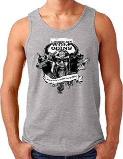 OM3® Odin Wikinger Tank Top Shirt | Herren | Lieber EIN Wolf Odins Als EIN Lamm Gottes | Grau Meliert, 4XL von OM3