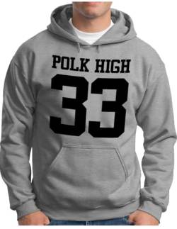 OM3® POLK-HIGH-33 Hoodie | Herren | Al Bundy Kult TV Serie High School American Football | Kapuzen-Pullover Grau Meliert, XXL von OM3