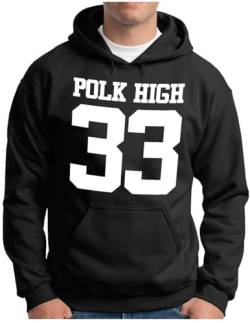 OM3® POLK-HIGH-33 Hoodie | Herren | Al Bundy Kult TV Serie High School American Football | Kapuzen-Pullover Schwarz, 3XL von OM3