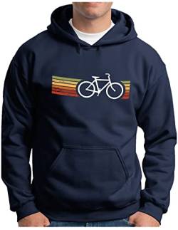 OM3® Retro Bicycle Hoodie | Herren | Cycling Cyclist Biking Fahrrad Radfahrer | Kapuzen-Pullover Navy, M von OM3