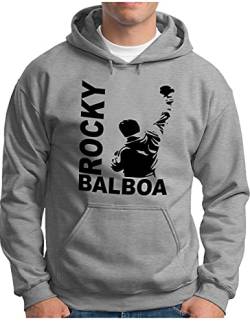 OM3® Rocky-Balboa Hoodie | Herren | The Italian Stallion 70s 80s Epic Boxing Movie | Kapuzen-Pullover Grau Meliert, XXL von OM3