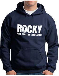 OM3® Rocky Balboa Hoodie | Herren | The Italian Stallion 70s 80s Kult Boxing Movie | Kapuzen-Pullover Navy, 4XL von OM3