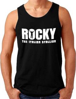 OM3® Rocky Balboa Tank Top Shirt | Herren | The Italian Stallion 70s 80s Kult Boxing Movie | Schwarz, XXL von OM3