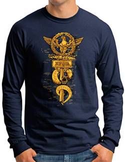 OM3® SPQR-Eagle Langarm Shirt | Herren | Roman Gladiator Gym Legion Shirt - Longsleeve - Navy, XXL von OM3