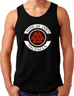 OM3® Sons of Odin Valhalla Tank Top Shirt | Herren | Wikinger Krieger Valknut | Schwarz, 4XL von OM3