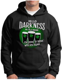 OM3® St. Patrick's Day Hoodie | Herren | Happy St Pattys Hello Darkness Beer Irish Dry Stout | Kapuzen-Pullover Schwarz, 4XL von OM3