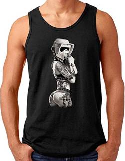 OM3® Tattoo-Trooper Tank Top Shirt | Herren | Sturmtruppen Ink Wars Film Fan SciFi Pin Up | Schwarz, 3XL von OM3