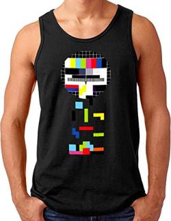 OM3® Testbild-Tetris Tank Top Shirt - Herren - Video Game Analog Fernseher TV - Schwarz, 4XL von OM3