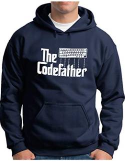 OM3® The Codefather Hoodie | Herren | Geek Computer Nerd IT Coder Hacker Admin | Kapuzen-Pullover Navy, L von OM3