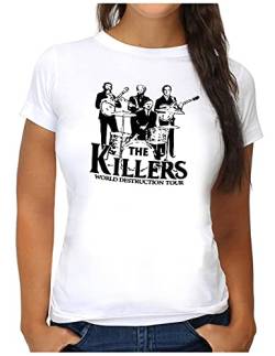 OM3® The Killers World Destruction Tour T-Shirt | Damen | Punk Rock Hardrock Music Parody Fun | S, Weiß von OM3
