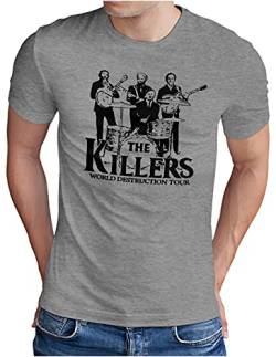 OM3® The Killers World Destruction Tour T-Shirt | Herren | Punk Rock Hardrock Music Parody Fun | Grau Meliert, M von OM3