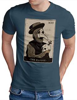 OM3® The Plague Doctor T-Shirt | Herren | Occult Horror Vintage | Denim, 4XL von OM3