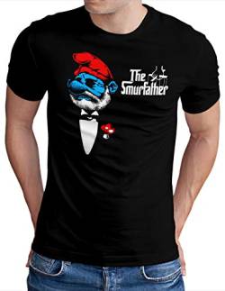 OM3® The-Smurfather T-Shirt | Herren | The Godfather Parody Don Schlumpf | Schwarz, L von OM3