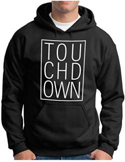 OM3® Touchdown Hoodie | Herren | American Football US Sport Fan Supporter | Kapuzen-Pullover Schwarz, XL von OM3