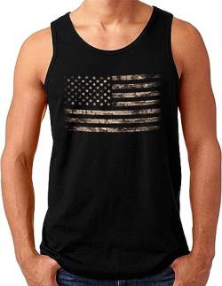 OM3® United States of America USA Tank Top Shirt | Herren | Army Camouflage Flag Amerika (Camo Braun) | Schwarz, 3XL von OM3