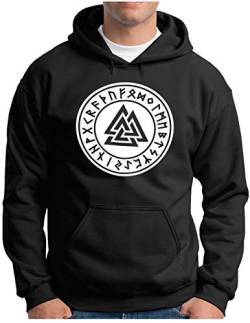 OM3® Valknut-Vikings-Logo Hoodie | Herren | Wotansknoten Runen Wikinger Nordic Warrior | Kapuzen-Pullover Schwarz, M von OM3