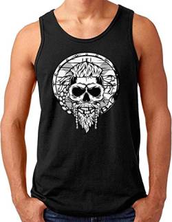 OM3® Vikings-Skull Tank Top Shirt | Herren | Odin Runen Wikinger Nordic Warrior Valhalla | Braided Beard 1 | Schwarz, 4XL von OM3
