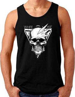 OM3® White-Noise-Skull Tank Top Shirt | Herren | Hardcore Totenkopf Party XTC | Schwarz, 4XL von OM3