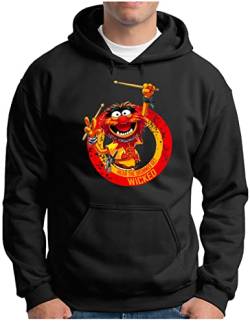 OM3® Wicked-Drummer Hoodie | Herren | Drums Heavy Metal Rock Music | Kapuzen-Pullover Schwarz, 4XL von OM3