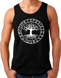 OM3® Yggdrasil-Tree-of-Life Tank Top Shirt | Herren | Vikings Wikinger Symbol Walhalla Norse Warrior | Schwarz, XXL von OM3