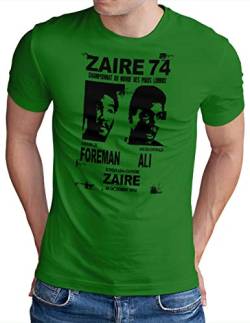 OM3® ZAIRE74 Foreman vs Ali T-Shirt | Herren | Rumble In The Jungle Heavyweight Boxing Fight | Grün, L von OM3