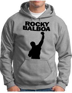 OM3 Rocky Balboa Hoodie - Herren - The Italian Stallion City 70s 80s Kult Boxing Movie - Kapuzen-Pullover Grau Meliert, XXL von OM3