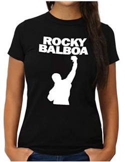 OM3 Rocky Balboa - T-Shirt - Damen - The Italian Stallion City 70s 80s Kult Boxing Movie - XXL, Schwarz von OM3