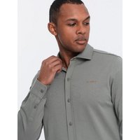OMBRE Langarmhemd Herren-Shirt aus Baumwolle REGULAR stricken Single-Jersey von OMBRE