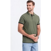 OMBRE Poloshirt Poloshirt aus Baumwolle für Männer Dekorative Stickerei am unteren Rand des Hemdes von OMBRE