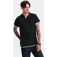 OMBRE Poloshirt Poloshirt aus Baumwolle für Männer Dekorative Stickerei am unteren Rand des Hemdes von OMBRE