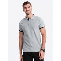 OMBRE Poloshirt Poloshirt aus Baumwolle für Männer Dekorative Stickerei am unteren Rand des Hemdes von OMBRE