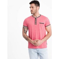 OMBRE T-Shirt Henley-T-Shirt für Männer mit dekorativen Rippenbändern von OMBRE