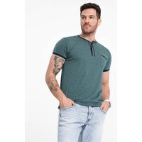 OMBRE T-Shirt Henley-T-Shirt für Männer mit dekorativen Rippenbändern von OMBRE