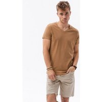 OMBRE T-Shirt Ombre Herren-T-Shirt BASIC mit V-Ausschnitt - hellbraun V9 S1369 M von OMBRE