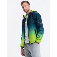 OMBRE Trainingsjacke Herren Sportjacke mit Reflektoren - türkis und limettengrün von OMBRE