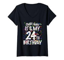 OMG It's My 24th Birthday Shirt 24 Year Old Happy Birthday T-Shirt mit V-Ausschnitt von OMG Its My Birthday Happy Birthday Shirts