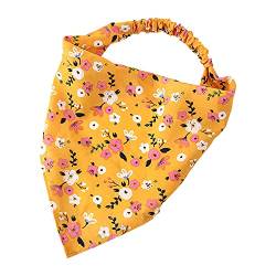 Haarspangen für Damen, elastisch, Blumendruck, Dreieck, Schal, Stirnband, Turban, Headwrap Haarbänder (gelb) von OMICE