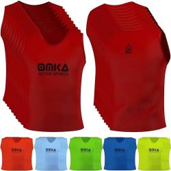 OMKA 10 Stück Fußball Leibchen Trainingsleibchen Markierungshemd Fußballleibchen für Kinder Jugend und Erwachsene, Farbe:Rot, Bibs:Mini (S) von OMKA
