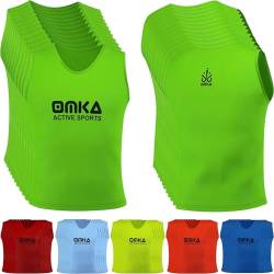 OMKA 12 Stück Fußball Leibchen Trainingsleibchen Markierungshemd Fußballleibchen für Kinder Jugend und Erwachsene, Farbe:Grün, Bibs:Junior (M) von OMKA