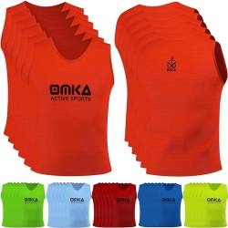 OMKA 6 Stück Fußball Leibchen Trainingsleibchen Markierungshemd Fußballleibchen für Kinder Jugend und Erwachsene, Farbe:Orange, Bibs:Junior (M) von OMKA