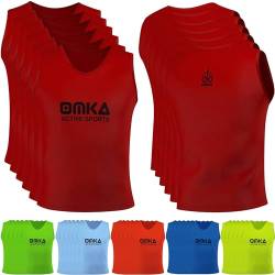 OMKA 6 Stück Fußball Leibchen Trainingsleibchen Markierungshemd Fußballleibchen für Kinder Jugend und Erwachsene, Farbe:Rot, Bibs:Junior (M) von OMKA