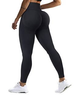 OMKAGI Scrunch Butt Leggings for Damen, High Waist Opaque Push Up Sports Trousers, Booty Lifting Seamless Gym Leggings(L, Schwarz-590) von OMKAGI